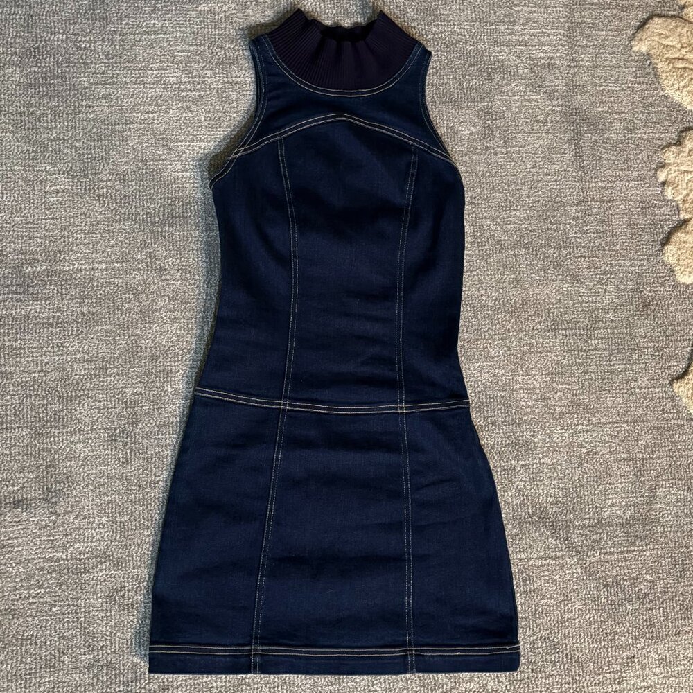 Pilcro Mock-Neck Denim Mini Dress (XXS, NWT)